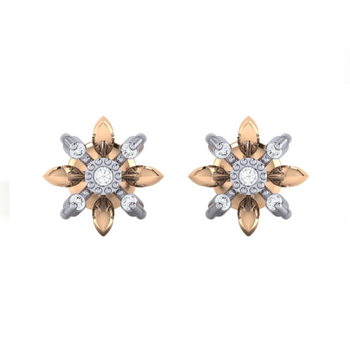 18Kt rose gold floral diamond earring by diamtrendz