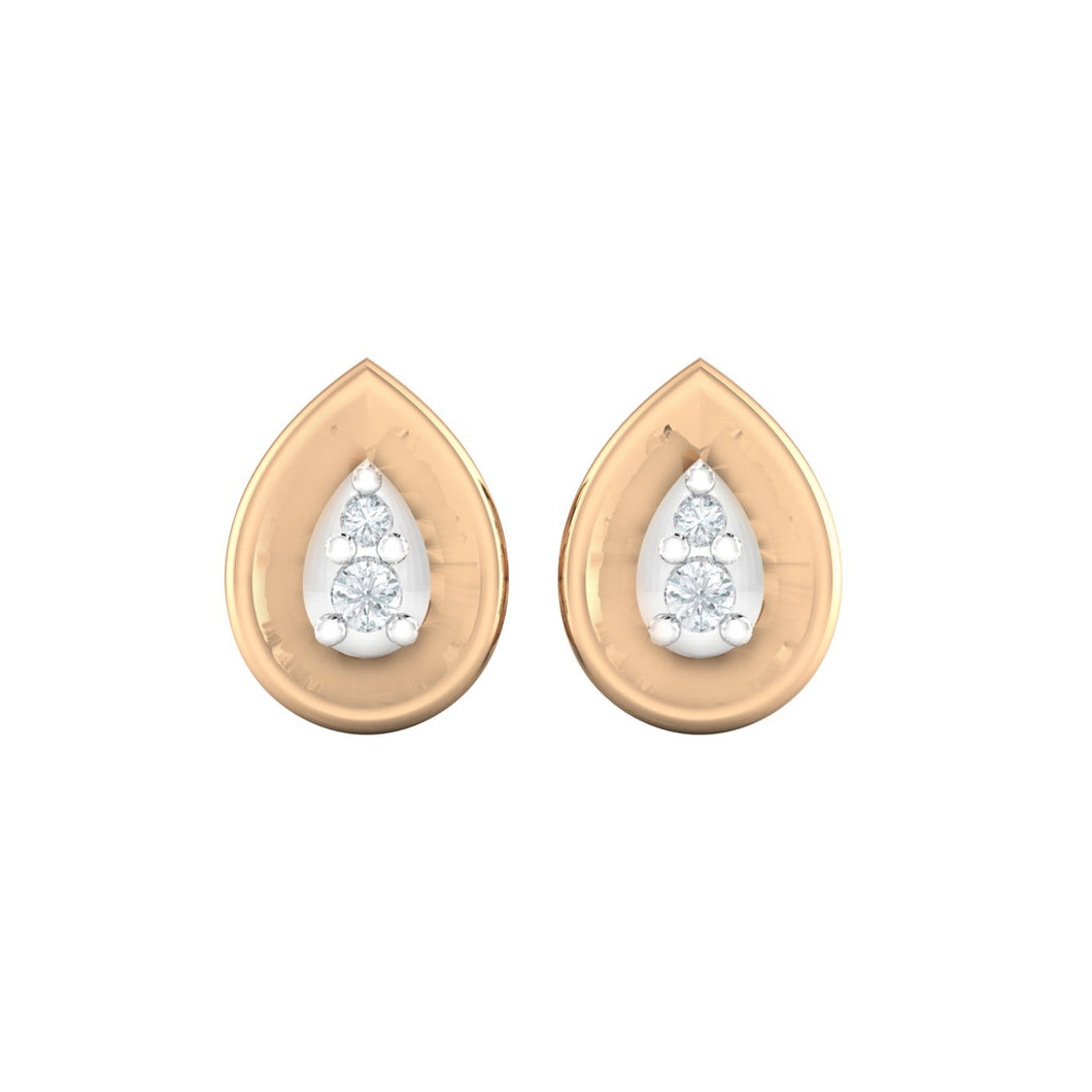 18Kt rose gold pear diamond earring by diamtrendz