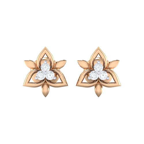 18Kt rose gold floral diamond earring by diamtrendz