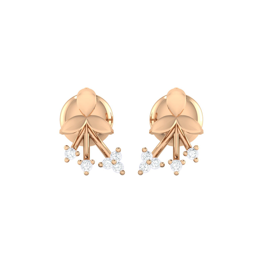 18Kt rose gold real diamond earring by diamtrendz