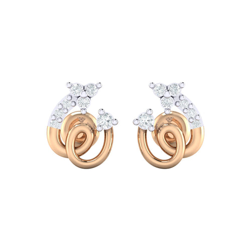 18Kt rose gold spiral diamond earring by diamtrendz