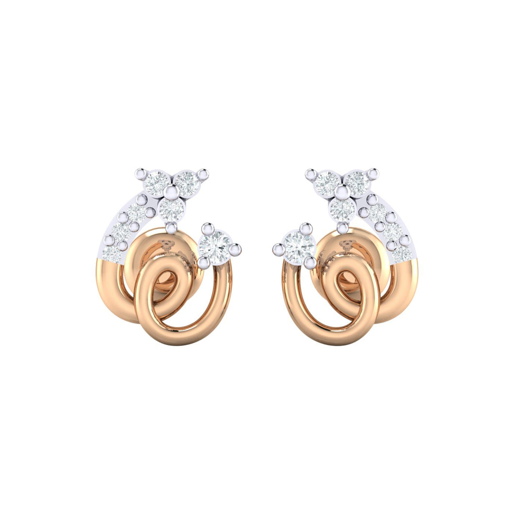 18Kt rose gold spiral diamond earring by diamtrendz