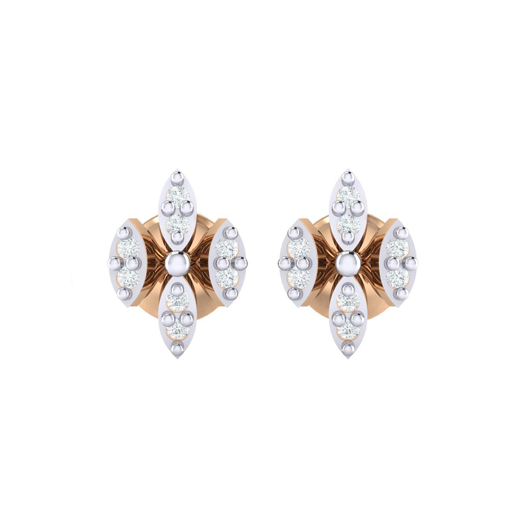 18Kt rose gold real diamond earring by diamtrendz