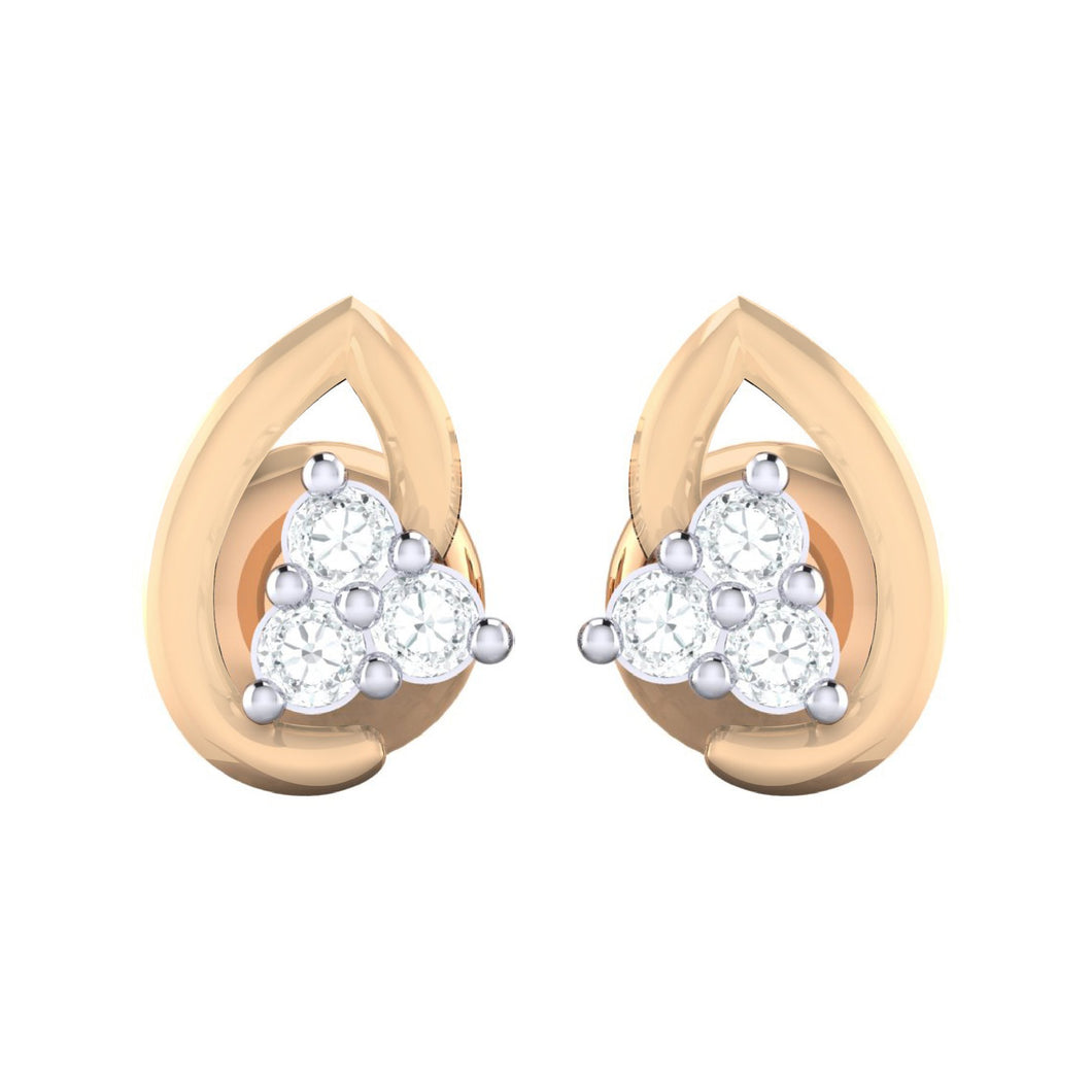 18Kt rose gold real diamond earring by diamtrendz