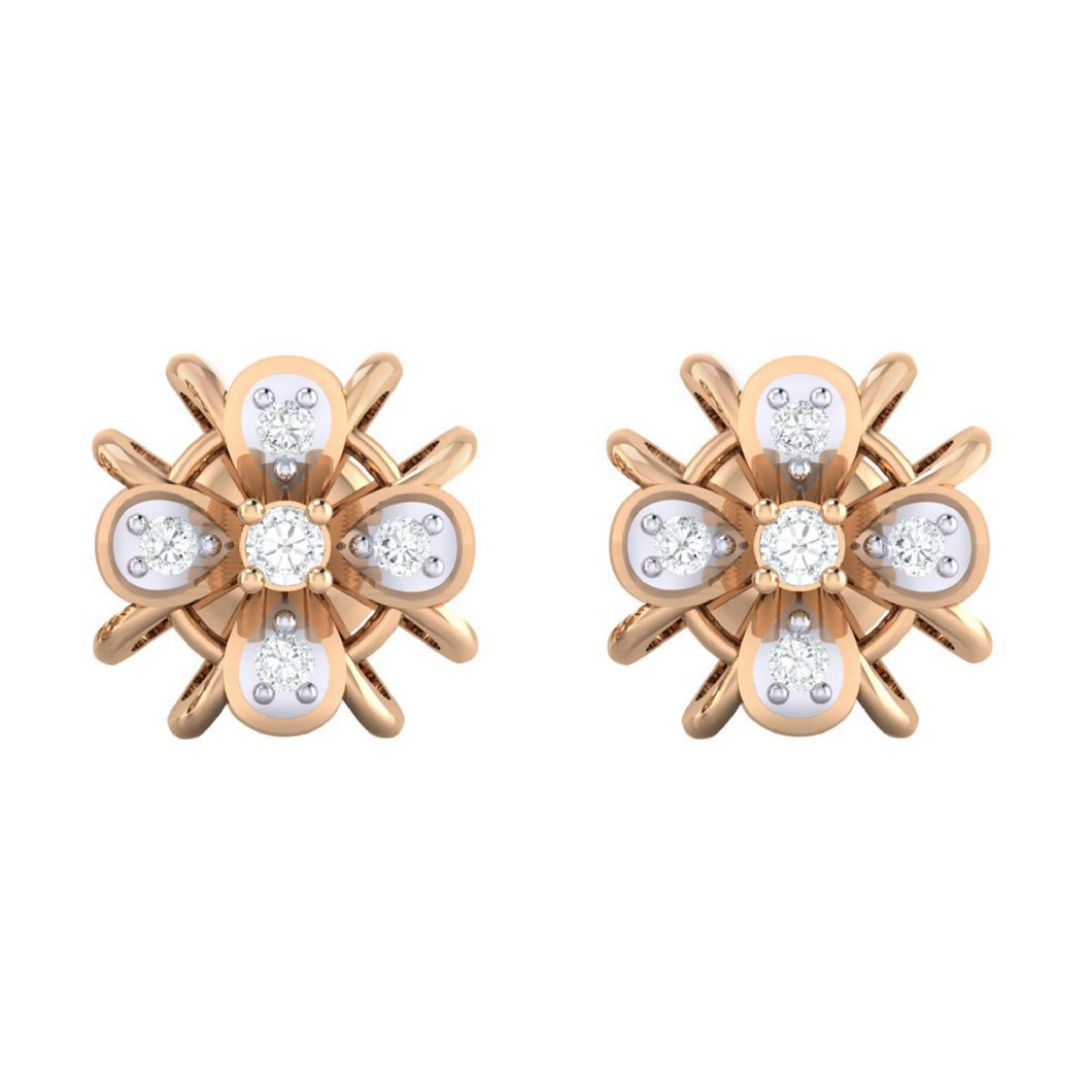 18Kt rose gold real diamond earring by diamtrendz