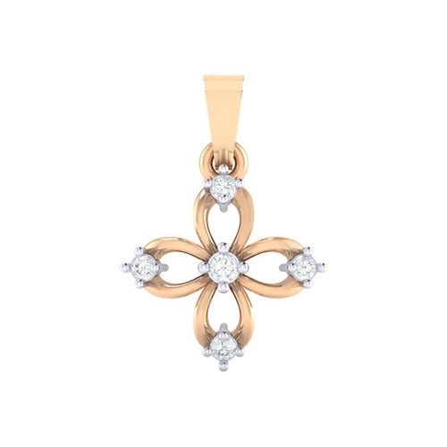 18Kt rose gold floral diamond pendant by diamtrendz