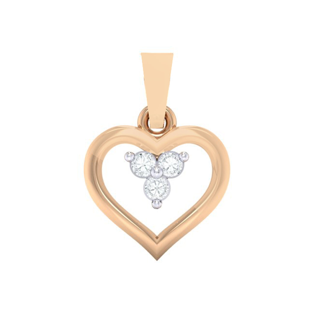 18Kt rose gold heart diamond pendant by diamtrendz