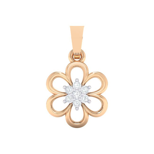 18Kt rose gold floral diamond pendant by diamtrendz