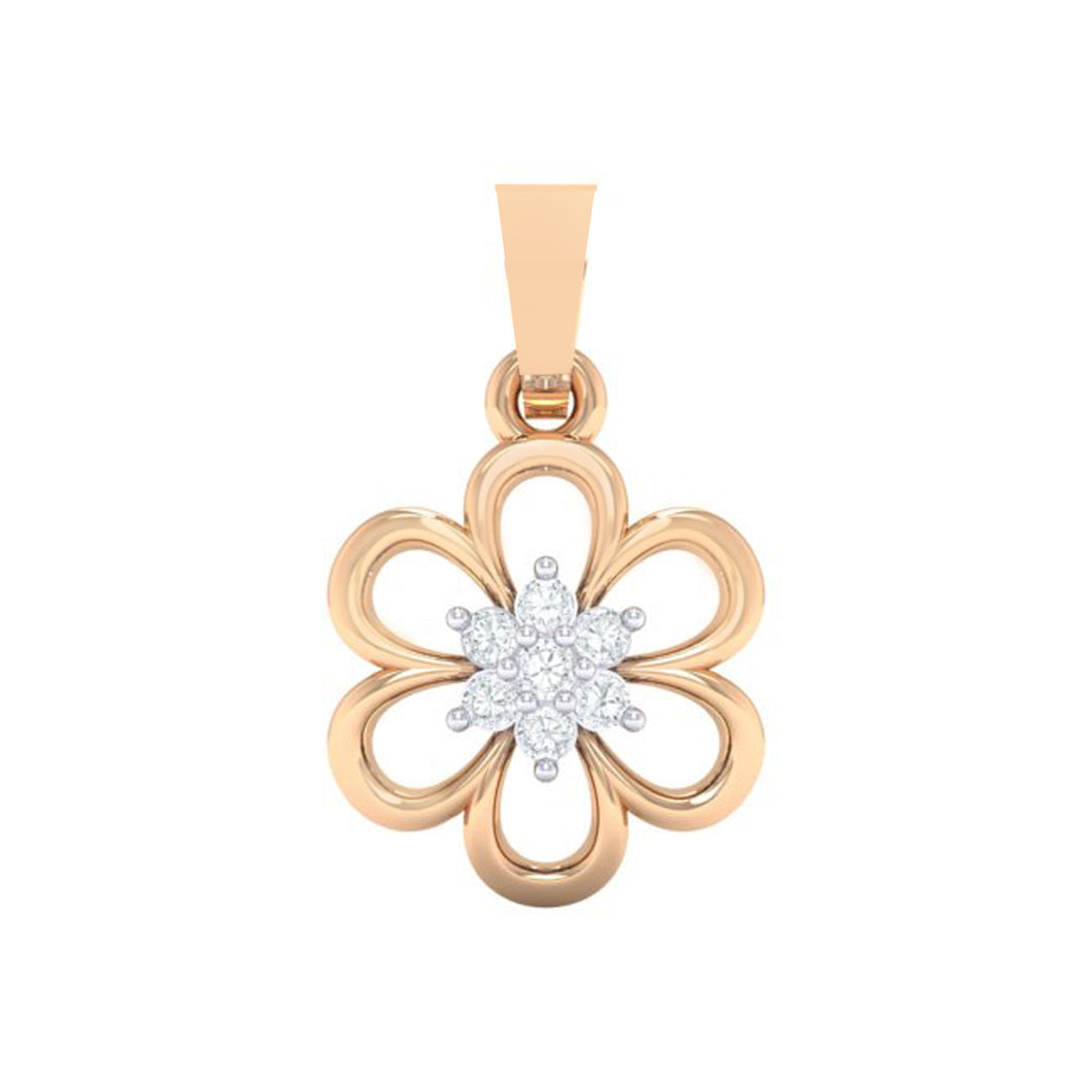 18Kt rose gold floral diamond pendant by diamtrendz