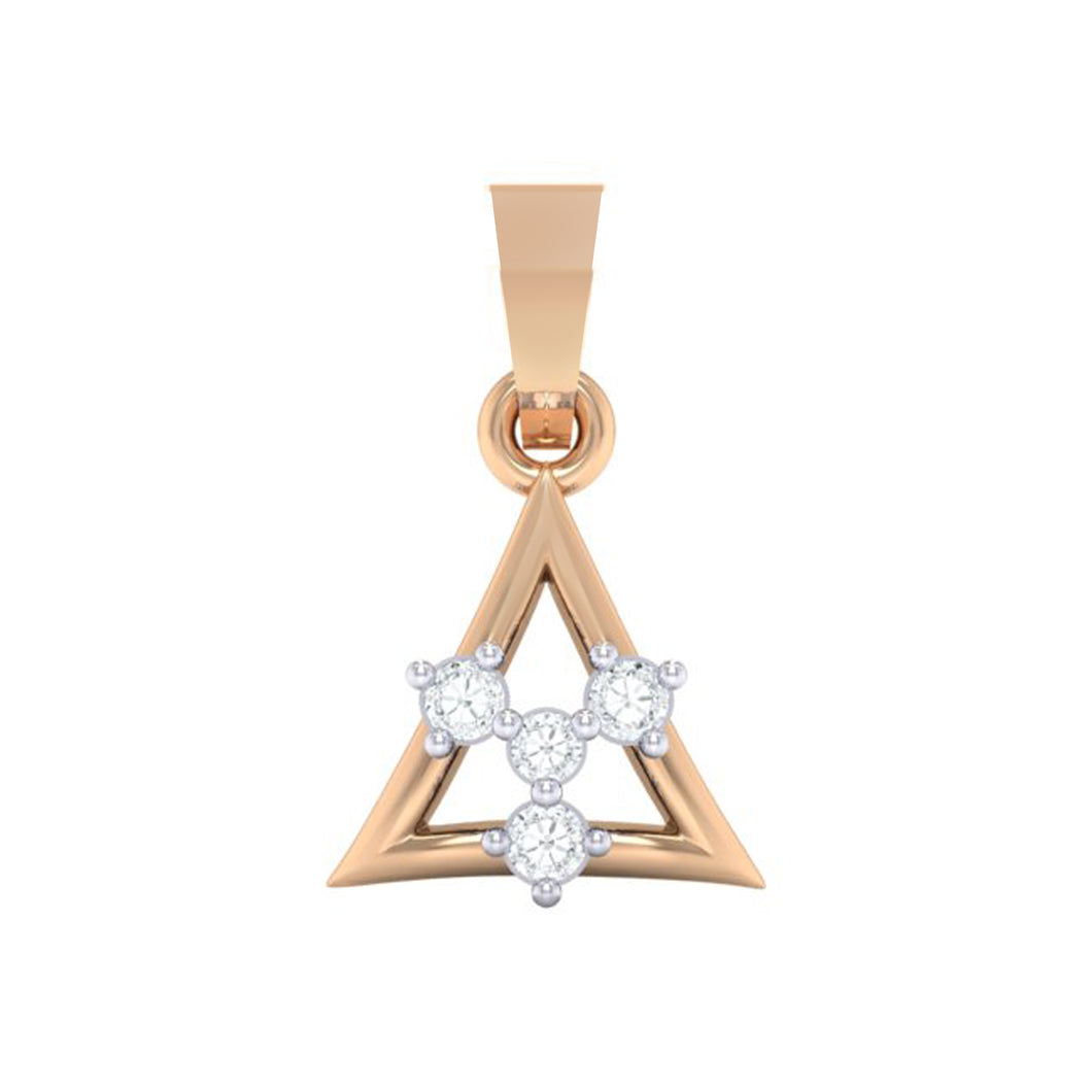 18Kt rose gold triangle diamond pendant by diamtrendz