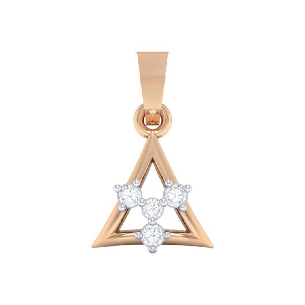 18Kt rose gold triangle diamond pendant by diamtrendz