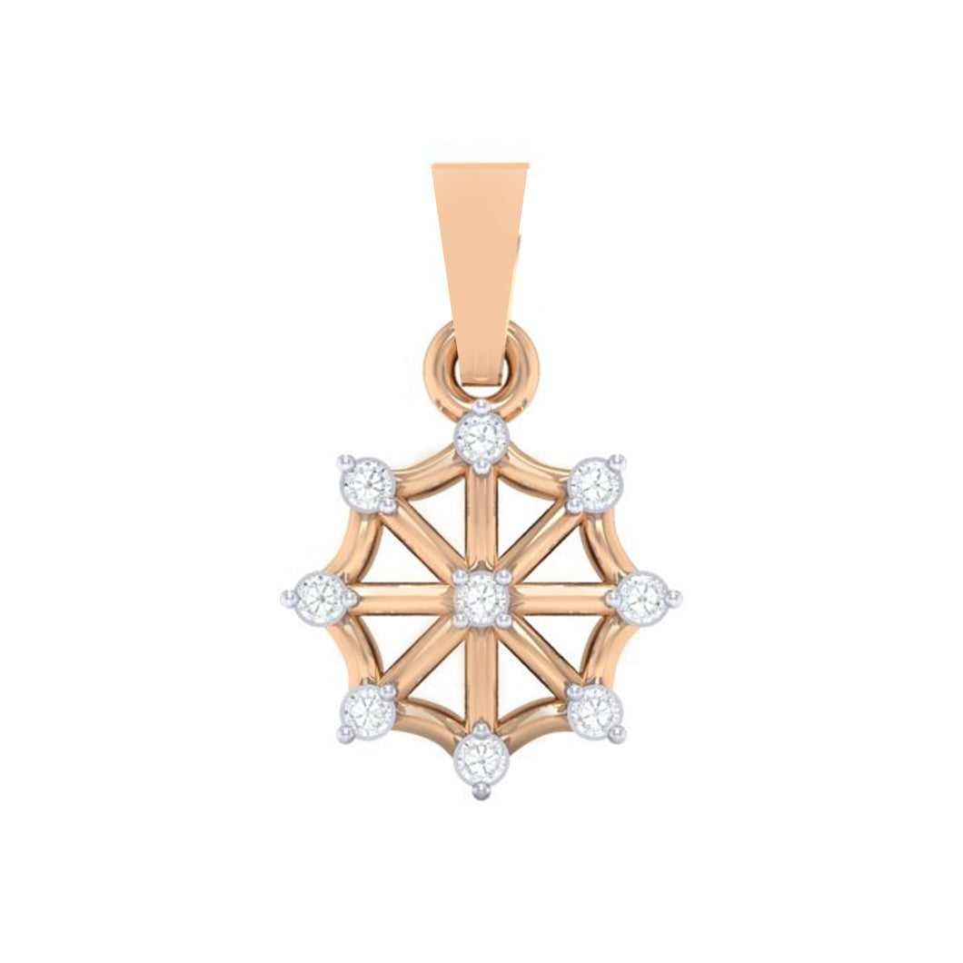 18Kt rose gold wheel diamond pendant by diamtrendz