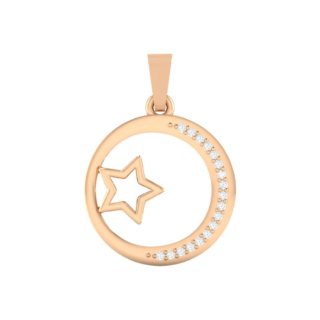 18Kt rose gold real diamond star shape pendant by diamtrendz