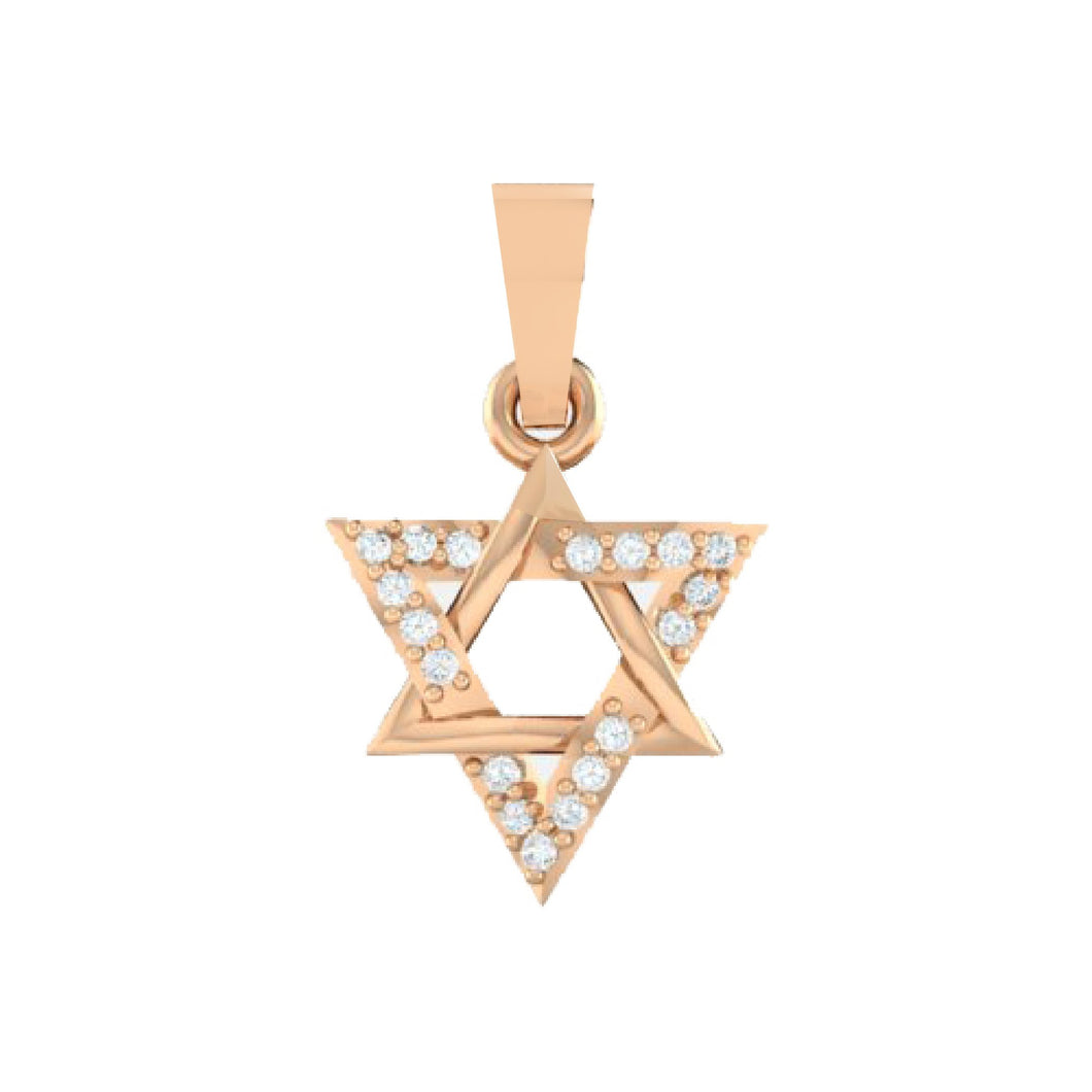 18Kt rose gold real diamond star shape pendant by diamtrendz