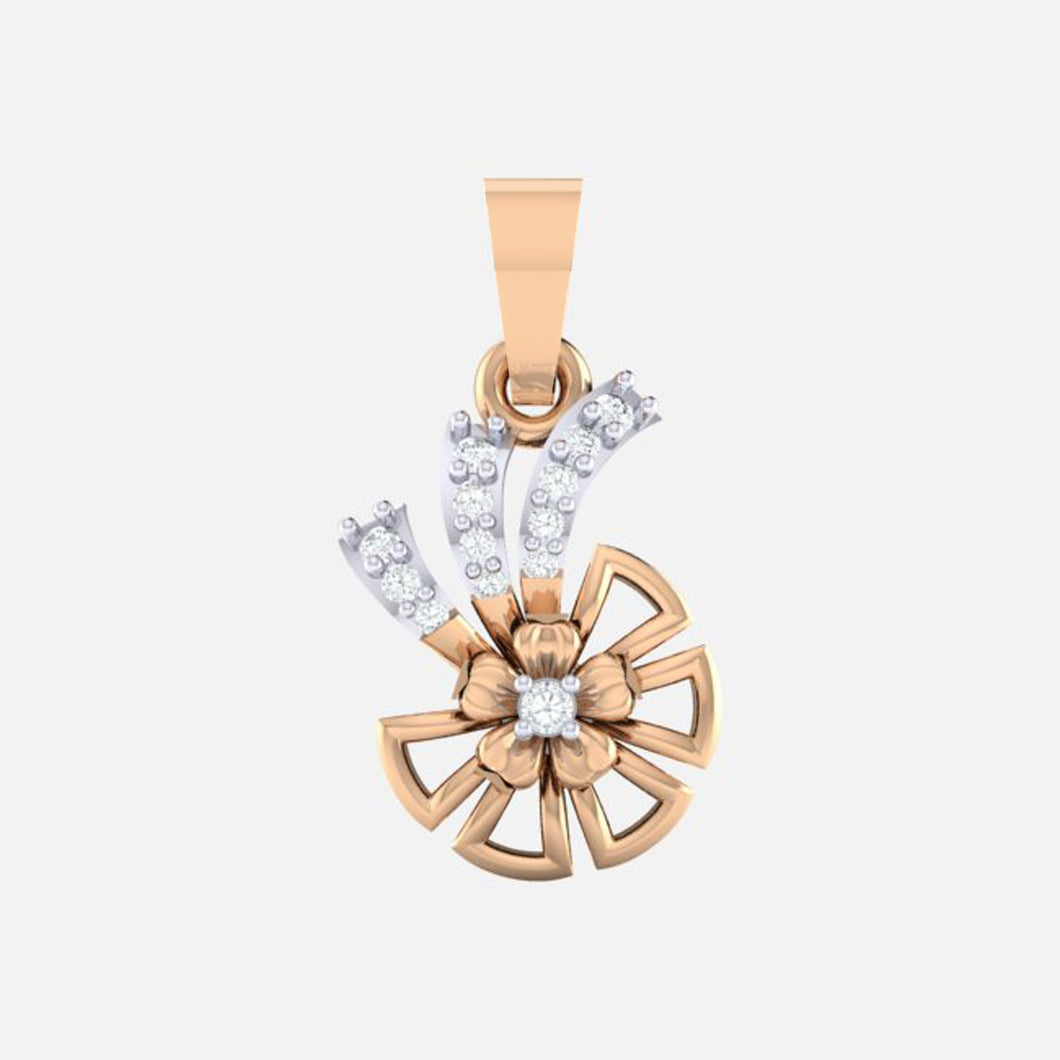 18Kt rose gold real diamond shape pendant by diamtrendz