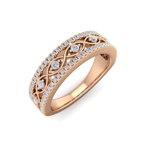 18Kt rose gold designer band diamond ring by diamtrendz