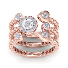 Load image into Gallery viewer, 18Kt rose gold designer heart diamond ring by diamtrendz
