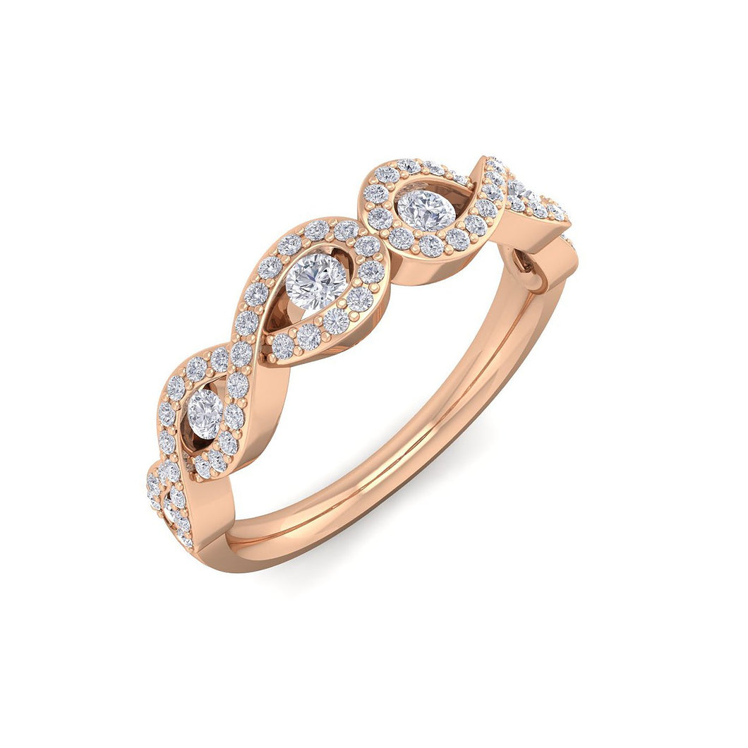 18Kt rose gold designer band diamond ring by diamtrendz