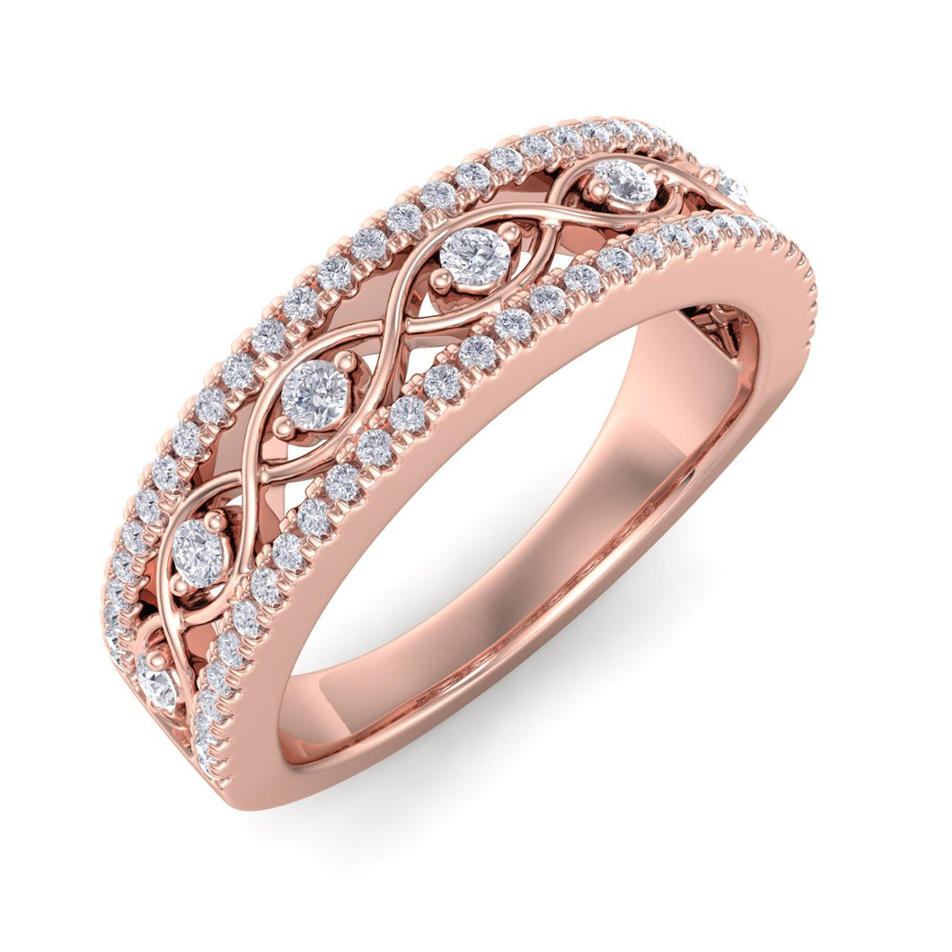 18Kt rose gold designer band diamond ring by diamtrendz