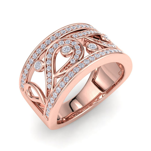 18Kt rose gold designer band diamond ring by diamtrendz