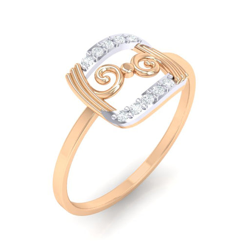 18Kt rose gold real diamond ring 49(1) by diamtrendz