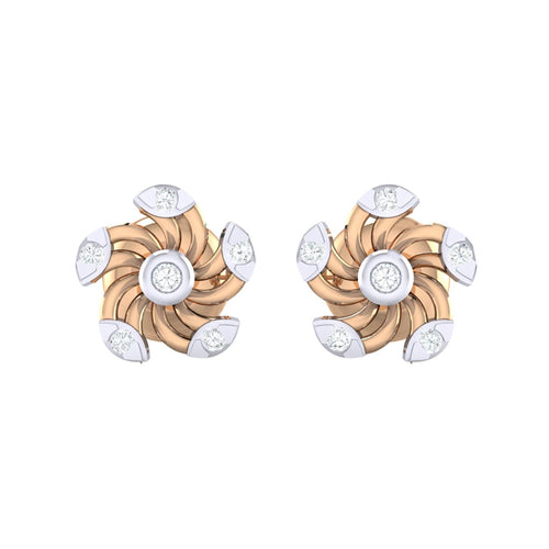 18Kt rose gold real diamond stud earring 52(2) by diamtrendz