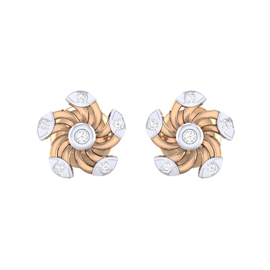 18Kt rose gold real diamond stud earring 52(2) by diamtrendz