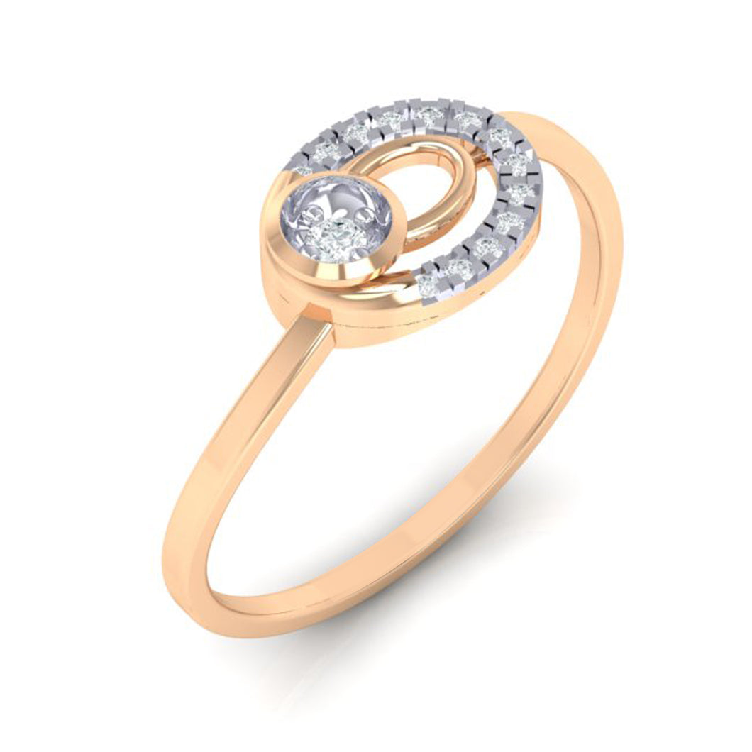18Kt rose gold real diamond ring 55(1) by diamtrendz