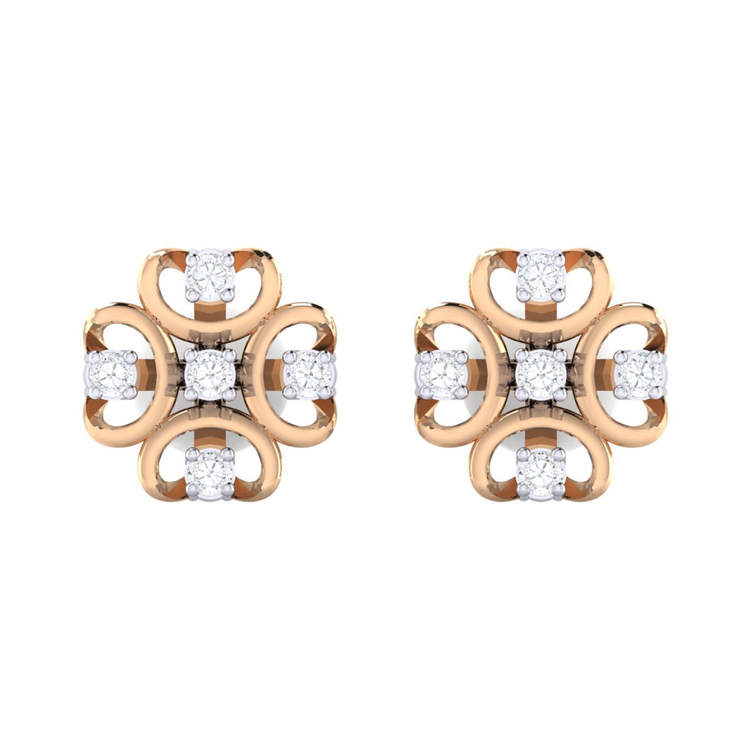 18Kt rose gold real diamond earring by diamtrendz