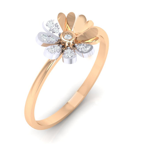 18Kt rose gold floral diamond ring by diamtrendz