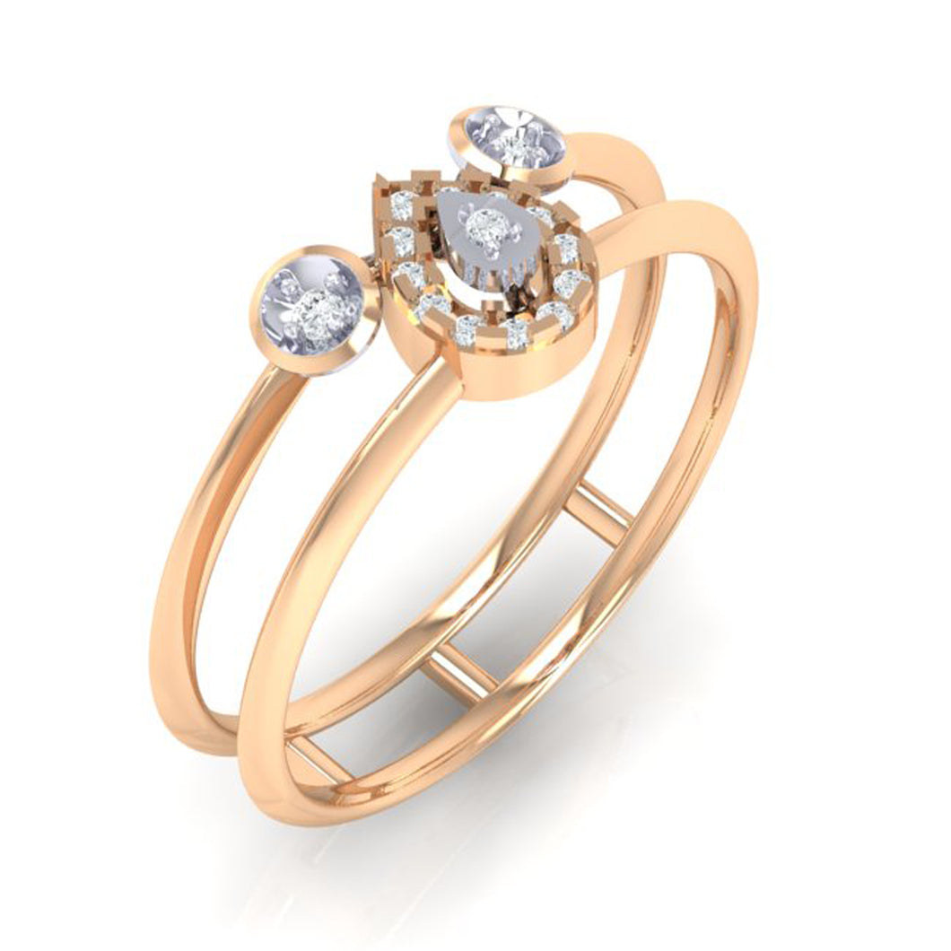 18Kt rose gold pear diamond ring by diamtrendz