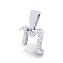 Load image into Gallery viewer, white gold alphabet initial letter &#39;m&#39; diamond pendant - 2
