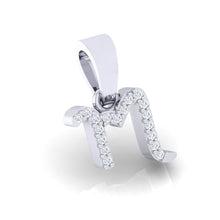 Load image into Gallery viewer, white gold alphabet initial letter &#39;m&#39; diamond pendant - 3
