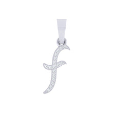 Load image into Gallery viewer, white gold alphabet initial letter &#39;f&#39; diamond pendant - 1
