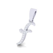 Load image into Gallery viewer, white gold alphabet initial letter &#39;f&#39; diamond pendant - 2
