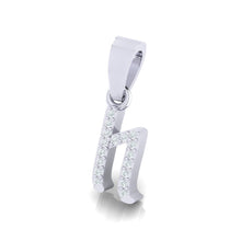 Load image into Gallery viewer, white gold alphabet initial letter &#39;h&#39; diamond pendant - 2
