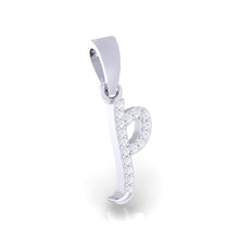 Load image into Gallery viewer, white gold alphabet initial letter &#39;p&#39; diamond pendant - 3
