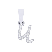 Load image into Gallery viewer, white gold alphabet initial letter &#39;u&#39; diamond pendant - 1
