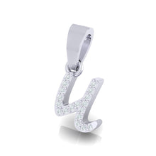 Load image into Gallery viewer, white gold alphabet initial letter &#39;u&#39; diamond pendant - 2
