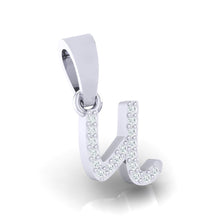Load image into Gallery viewer, white gold alphabet initial letter &#39;u&#39; diamond pendant - 3
