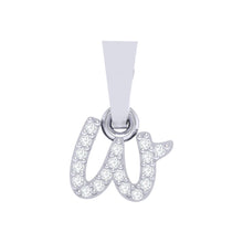 Load image into Gallery viewer, white gold alphabet initial letter &#39;w&#39; diamond pendant - 1
