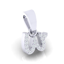 Load image into Gallery viewer, white gold alphabet initial letter &#39;w&#39; diamond pendant - 3
