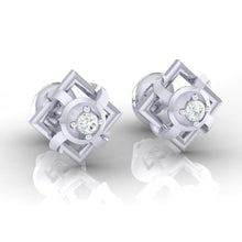 Load image into Gallery viewer, 18Kt white gold real diamond earring by diamtrendz
