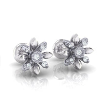 Load image into Gallery viewer, 18Kt white gold floral diamond earring by diamtrendz
