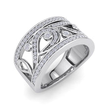 Load image into Gallery viewer, 18Kt white gold designer band diamond ring by diamtrendz
