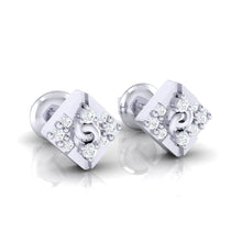 Load image into Gallery viewer, 18Kt white gold real diamond earring by diamtrendz
