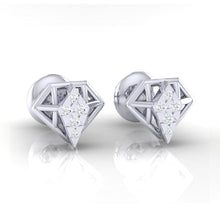 Load image into Gallery viewer, 18Kt white gold real diamond earring by diamtrendz
