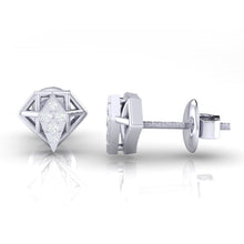 Load image into Gallery viewer, 18Kt white gold real diamond earring by diamtrendz

