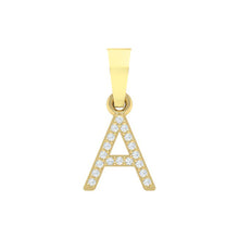 Load image into Gallery viewer, yellow gold alphabet initial letter &#39;A&#39; diamond pendant - 1
