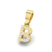 Load image into Gallery viewer, yellow gold alphabet initial letter &#39;B&#39; diamond pendant - 2
